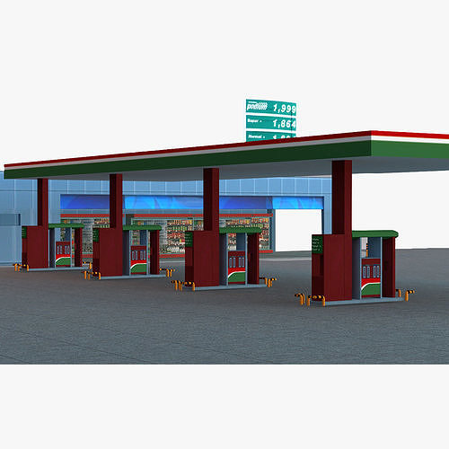 Gas Station Low-poly 3D model