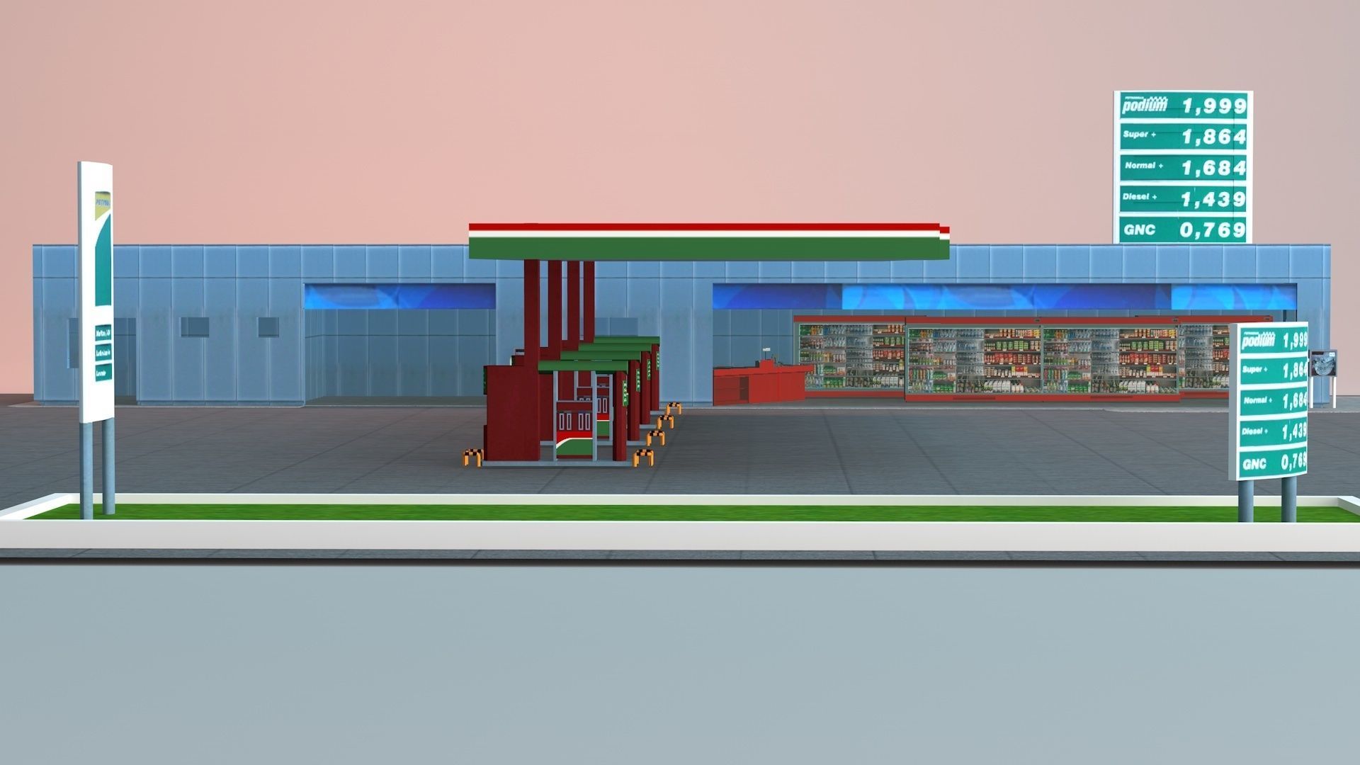 Gas Station Low-poly 3D model_5