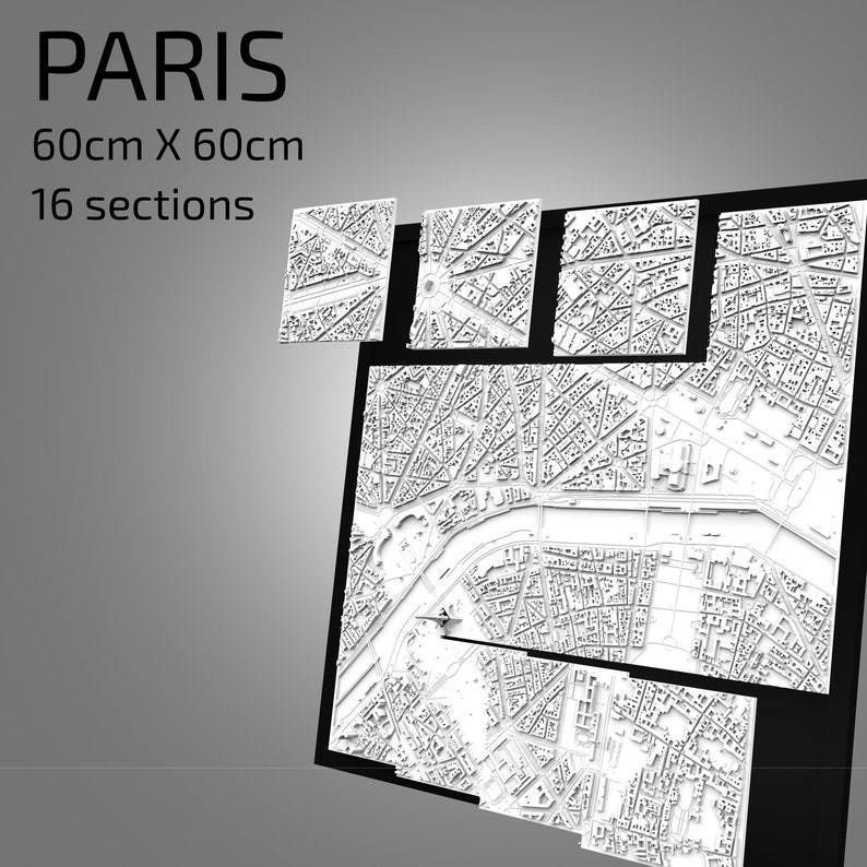 3D Paris Map City Art Landmark Model of Paris Skyline Art 3D print model_1