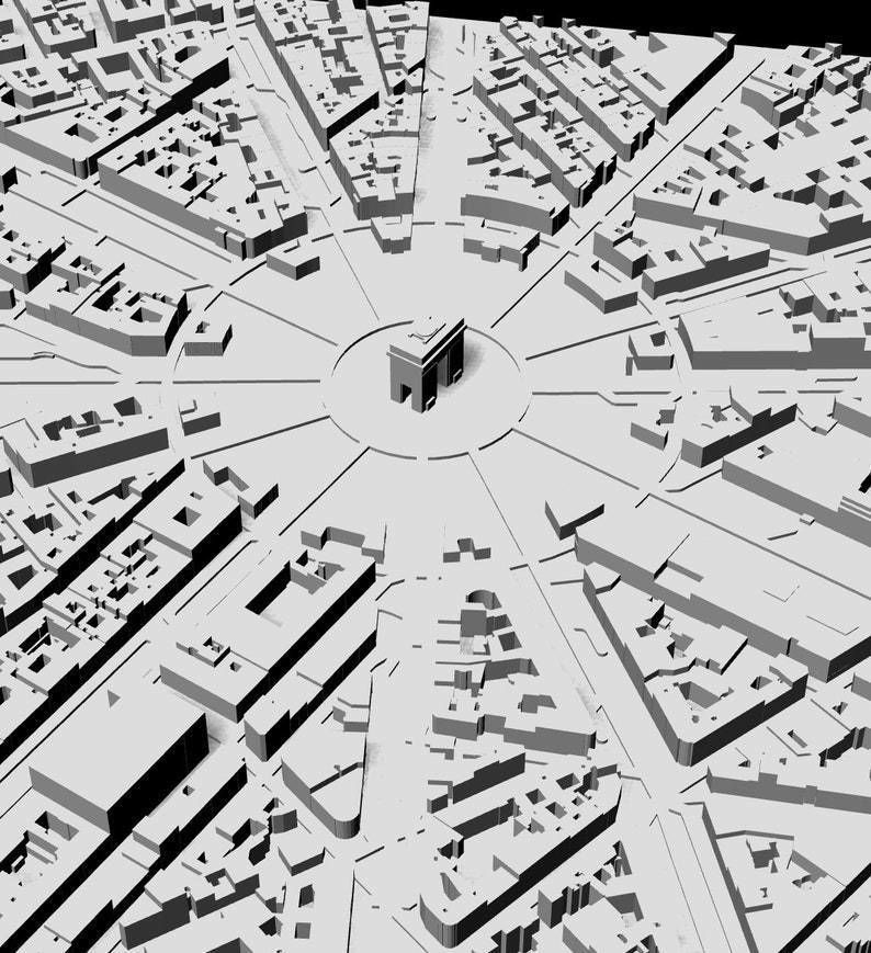 3D Paris Map City Art Landmark Model of Paris Skyline Art 3D print model_3