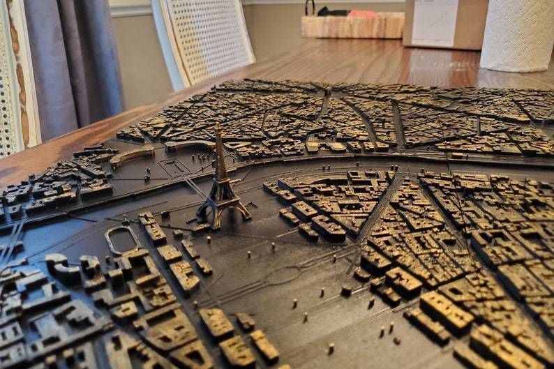 3D Paris Map City Art Landmark Model of Paris Skyline Art 3D print model_2