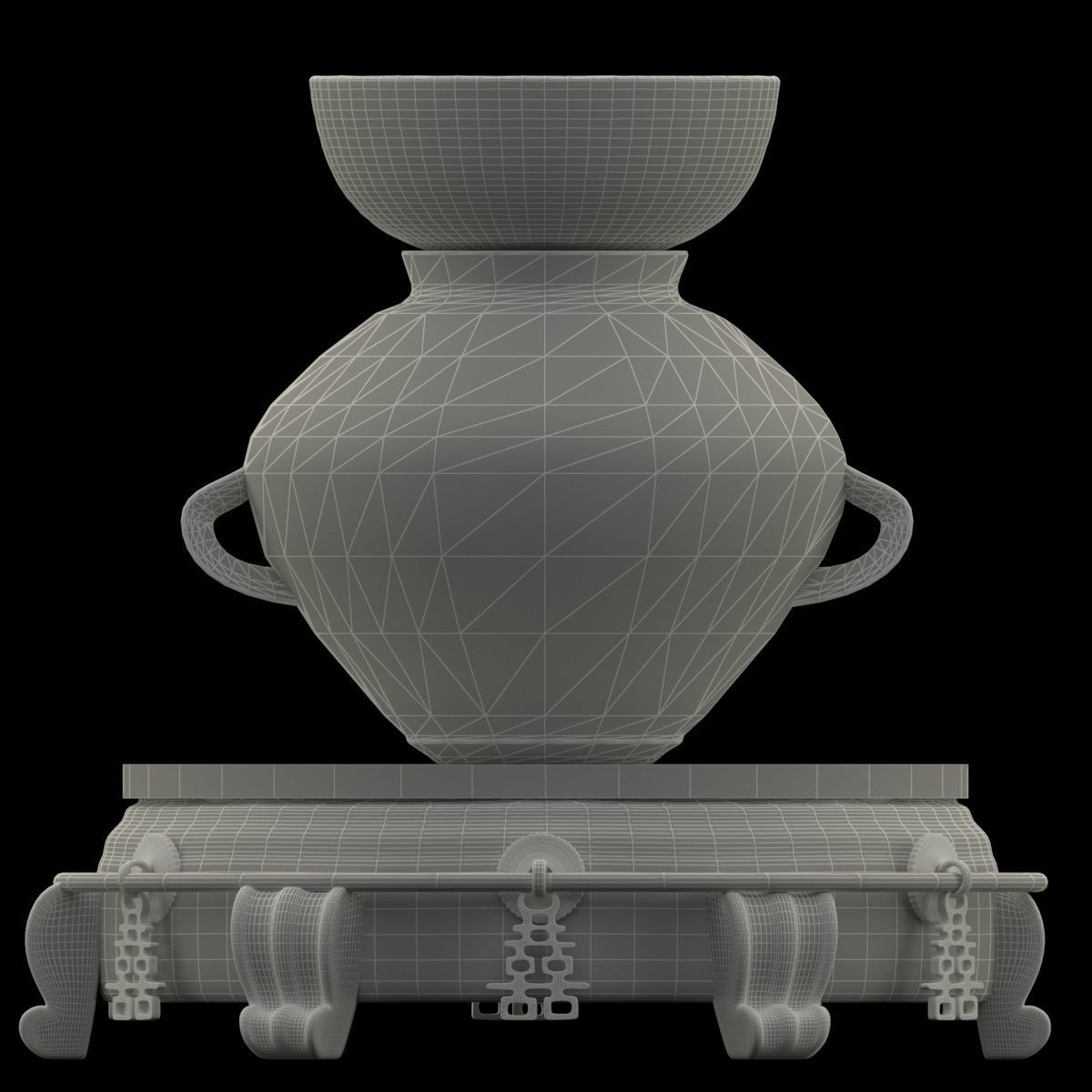 Chinese display stand with bowel and pot 3D model_6
