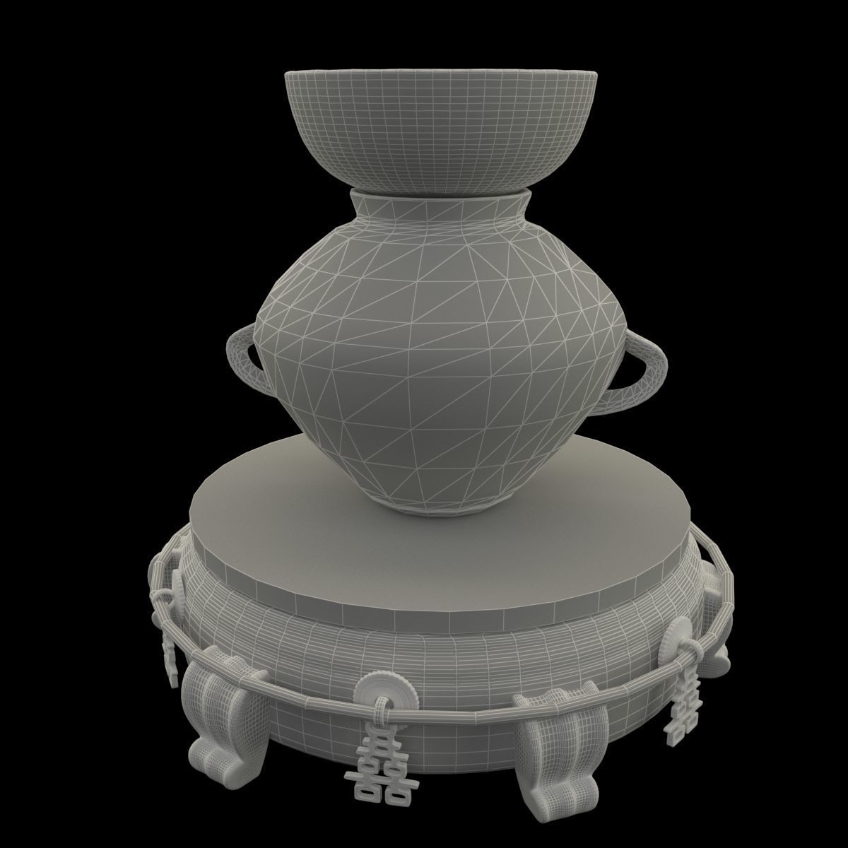 Chinese display stand with bowel and pot 3D model_8