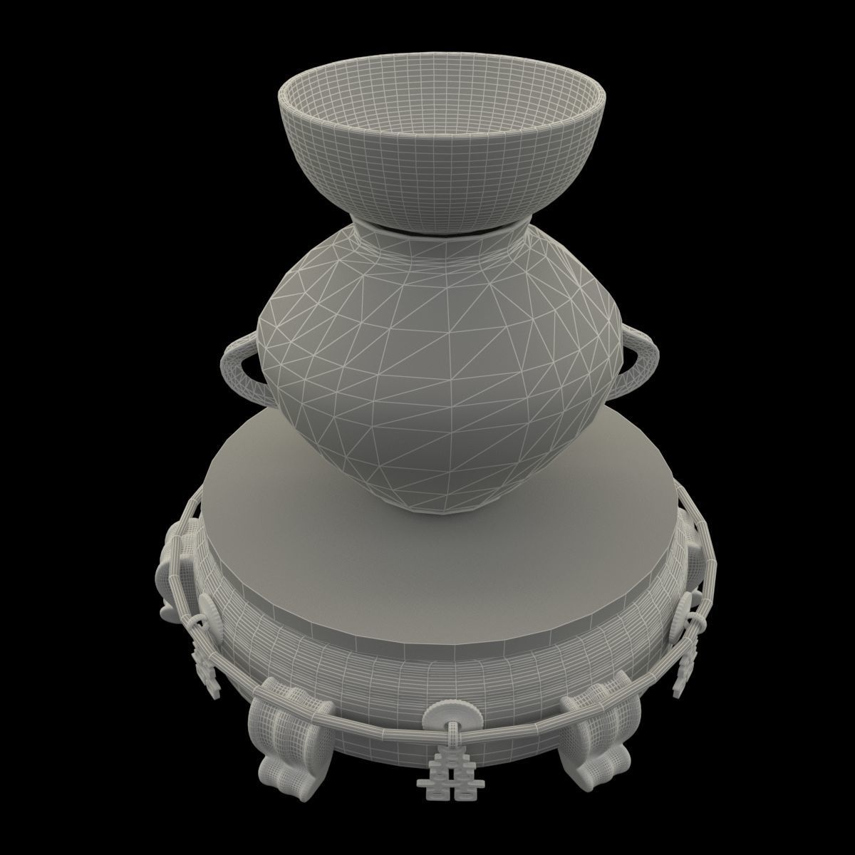 Chinese display stand with bowel and pot 3D model_7