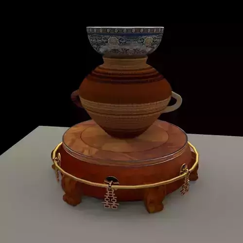 Chinese display stand with bowel and pot