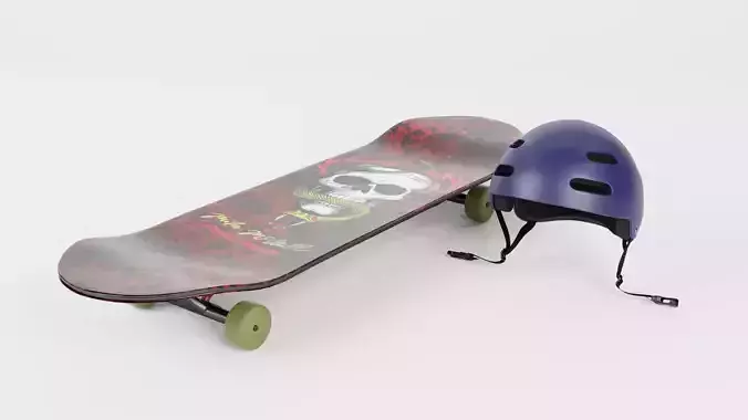 SKATEBOARD AND HELMENT