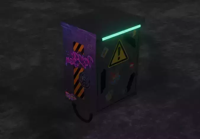 Decor box with neon lights and graffiti