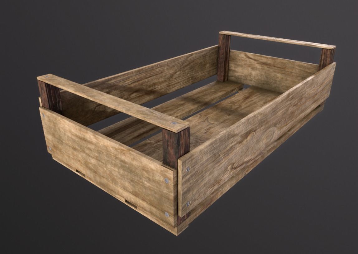 Wooden Crate Game Ready ideal for street market Free low-poly 3D model_7