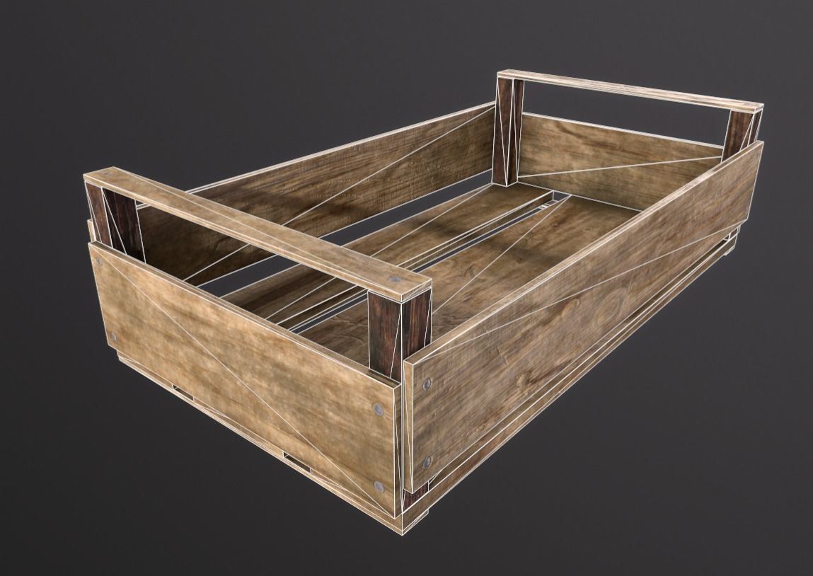 Wooden Crate Game Ready ideal for street market Free low-poly 3D model_6