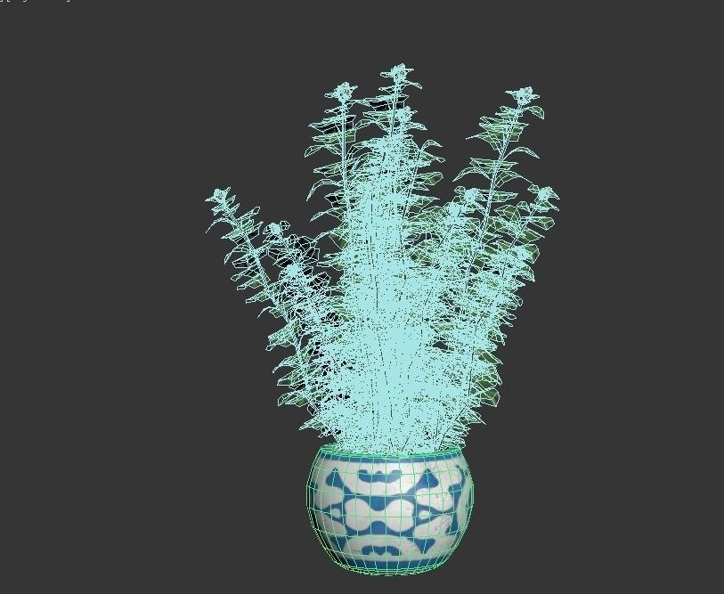 Cannabis Low poly plant in pot 3D model_11