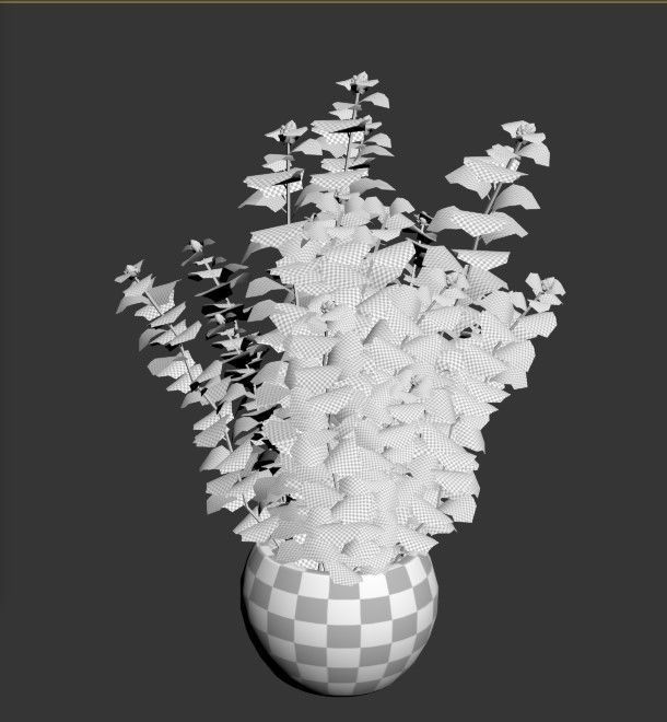 Cannabis Low poly plant in pot 3D model_9