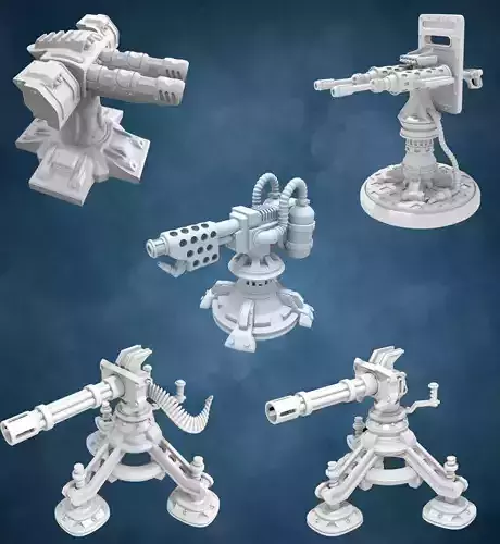 SCI FI TURRETS  PACK 5pcs 3D print model