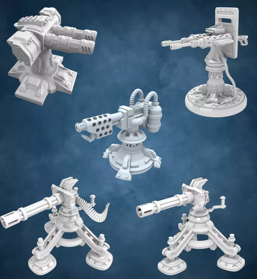 SCI FI TURRETS PACK 5pcs 3D print model_0