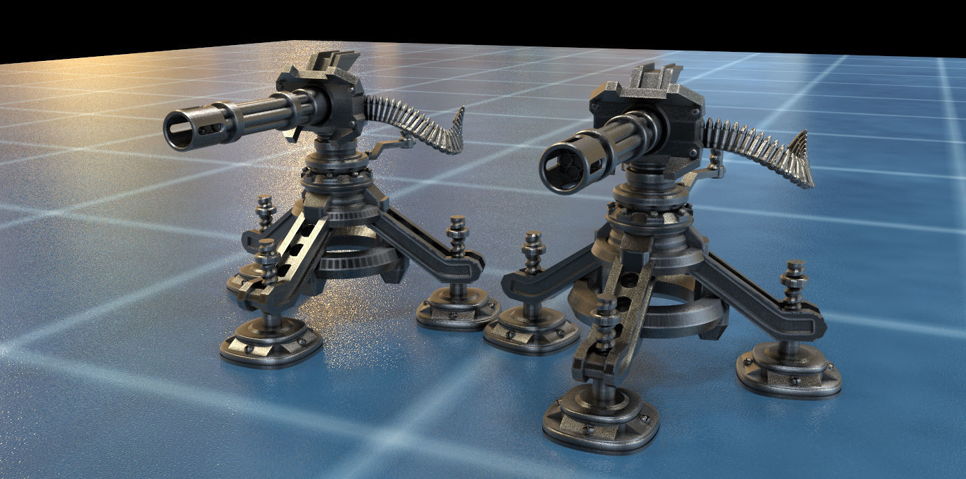 SCI FI TURRETS PACK 5pcs 3D print model_1