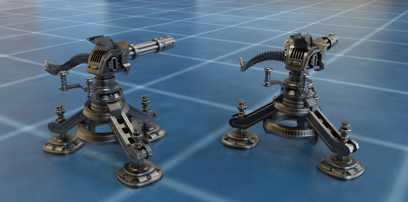 SCI FI TURRETS PACK 5pcs 3D print model_8