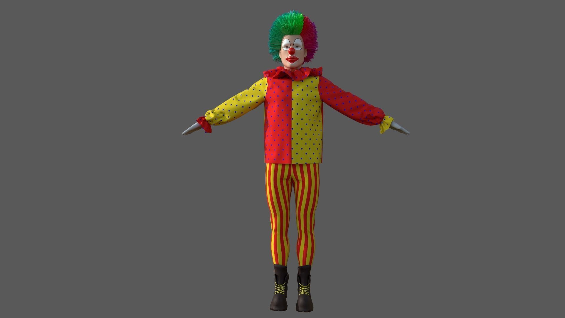 Clown Jester Low-poly 3D model_3