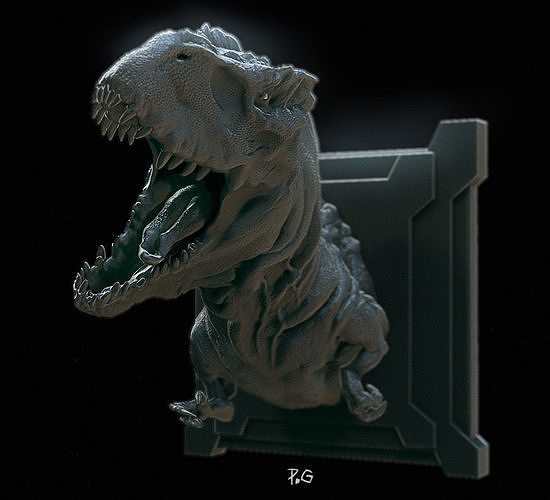 T- Rex t-rex head on wall 3D print model