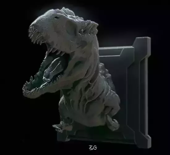 T- Rex t-rex head on wall 3D print model