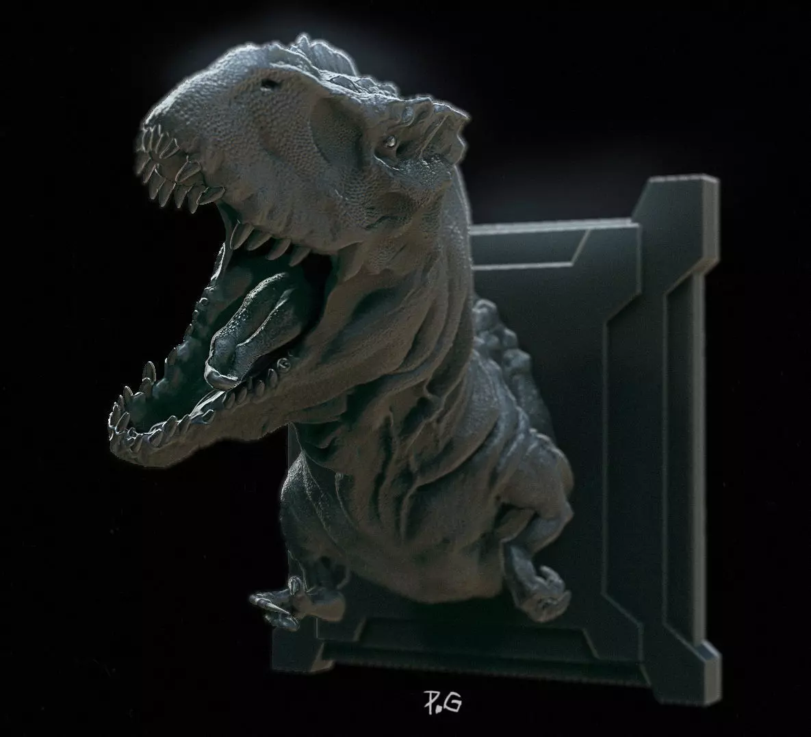 T- Rex t-rex head on wall 3D print model_0
