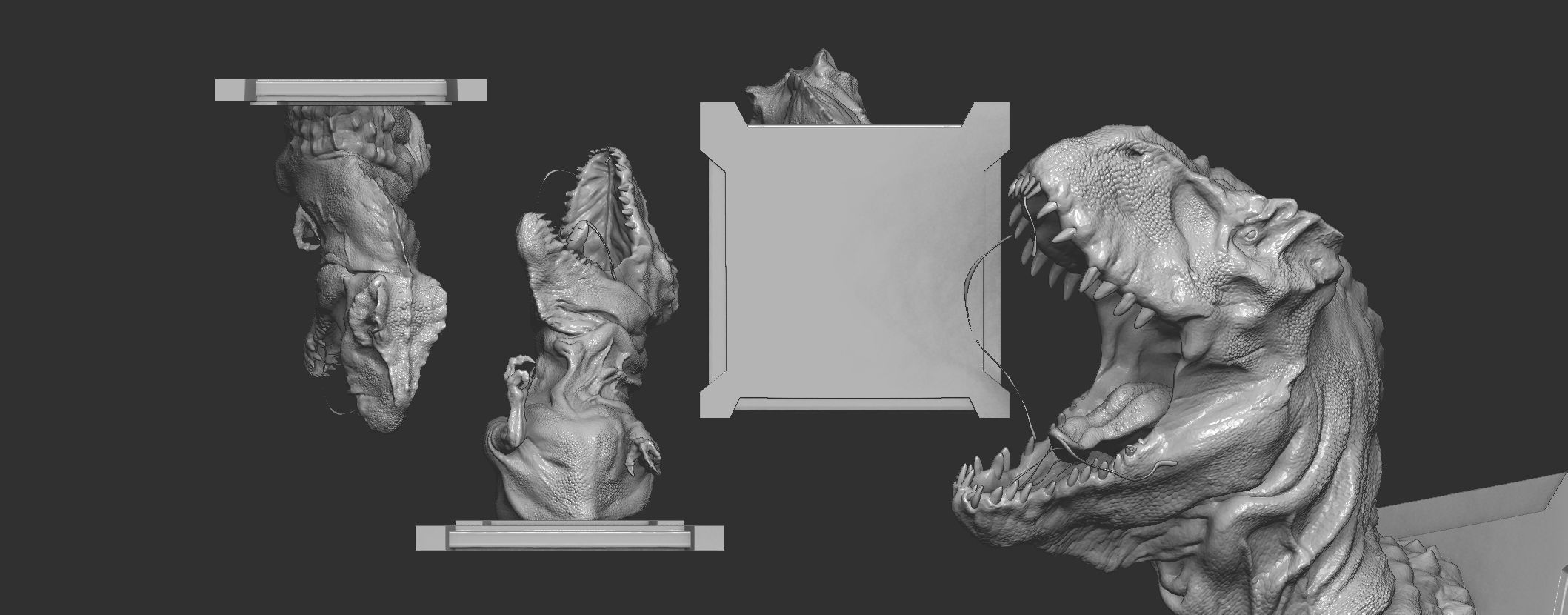 T- Rex t-rex head on wall 3D print model_3