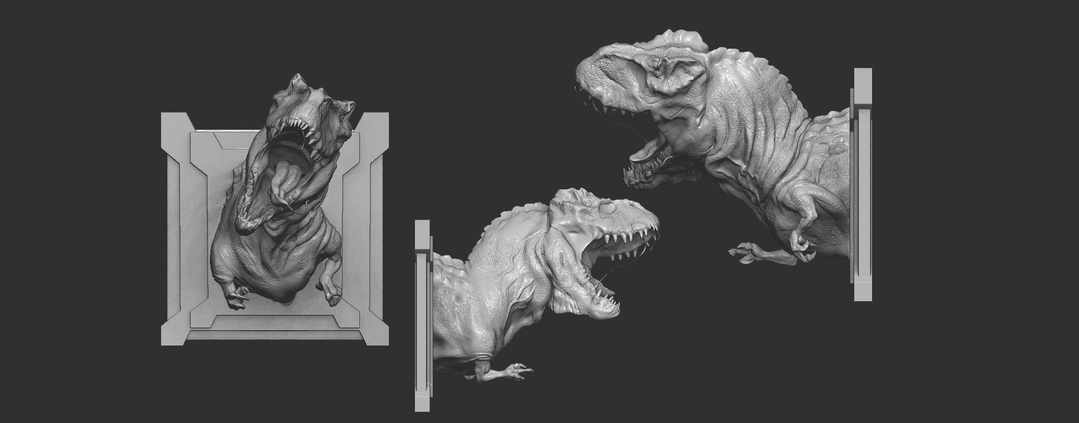 T- Rex t-rex head on wall 3D print model_5