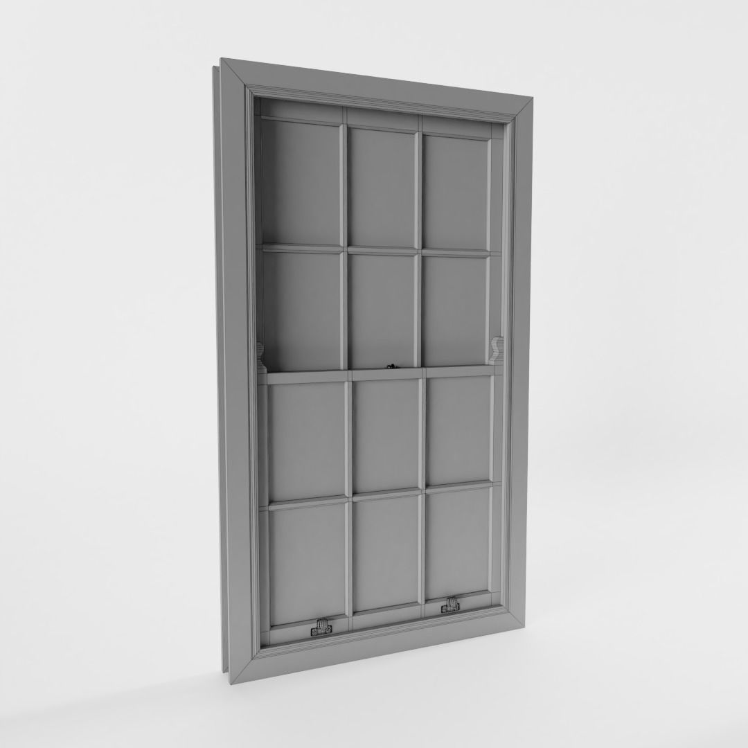 12 Panel Sash Window 3D model_4