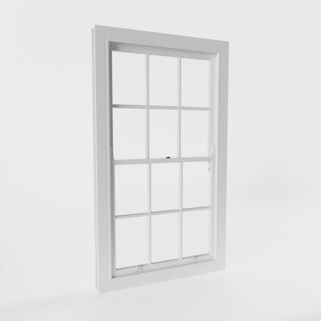 12 Panel Sash Window 3D model_0