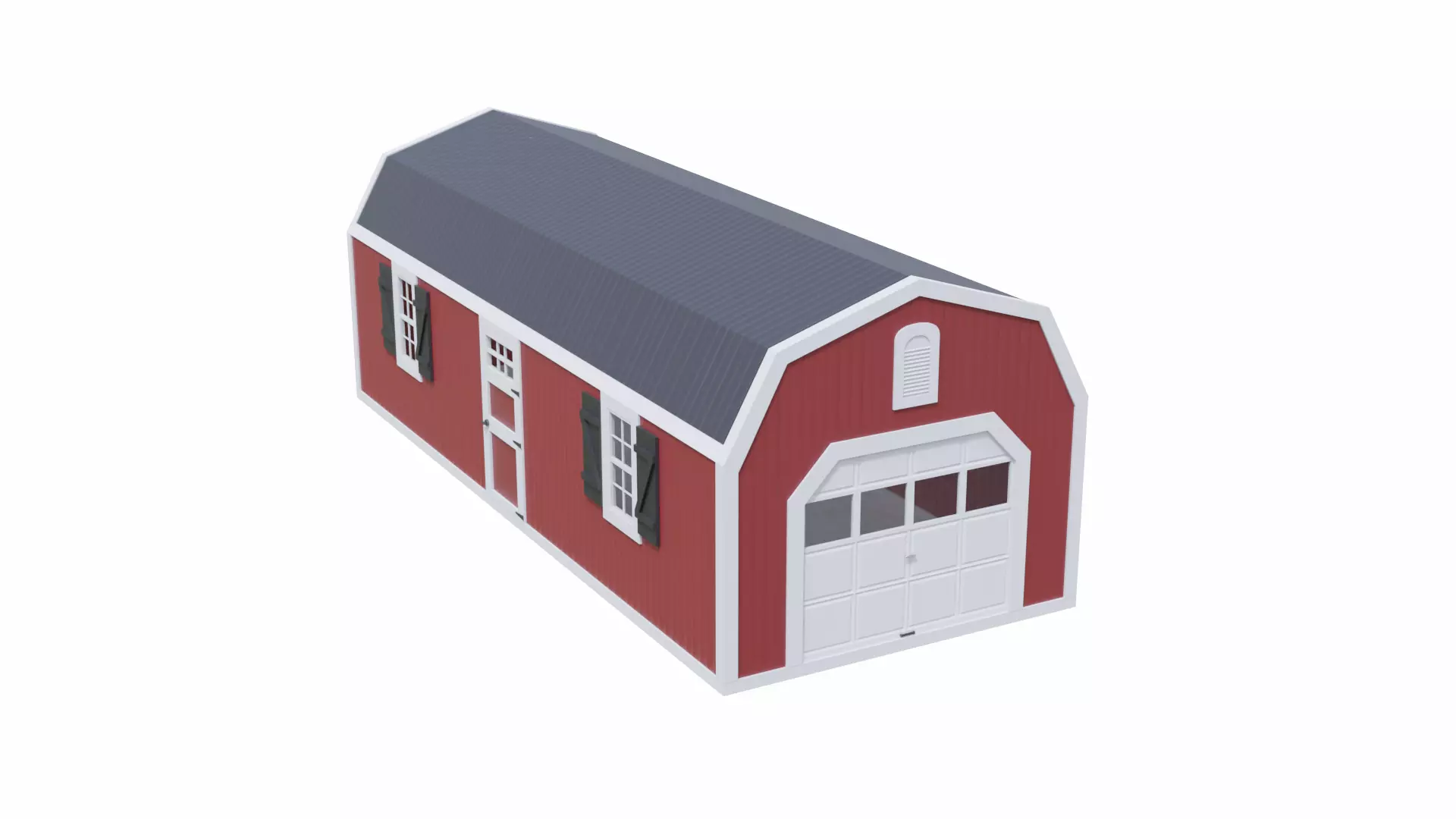 Long Farm Shed Low-poly 3D model
