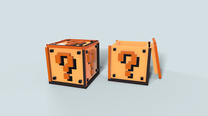 Question box 8 bit super mario voxel 3D print model