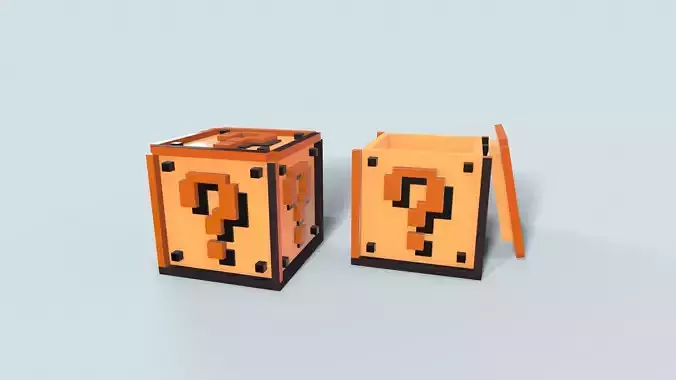 Question box 8 bit super mario voxel