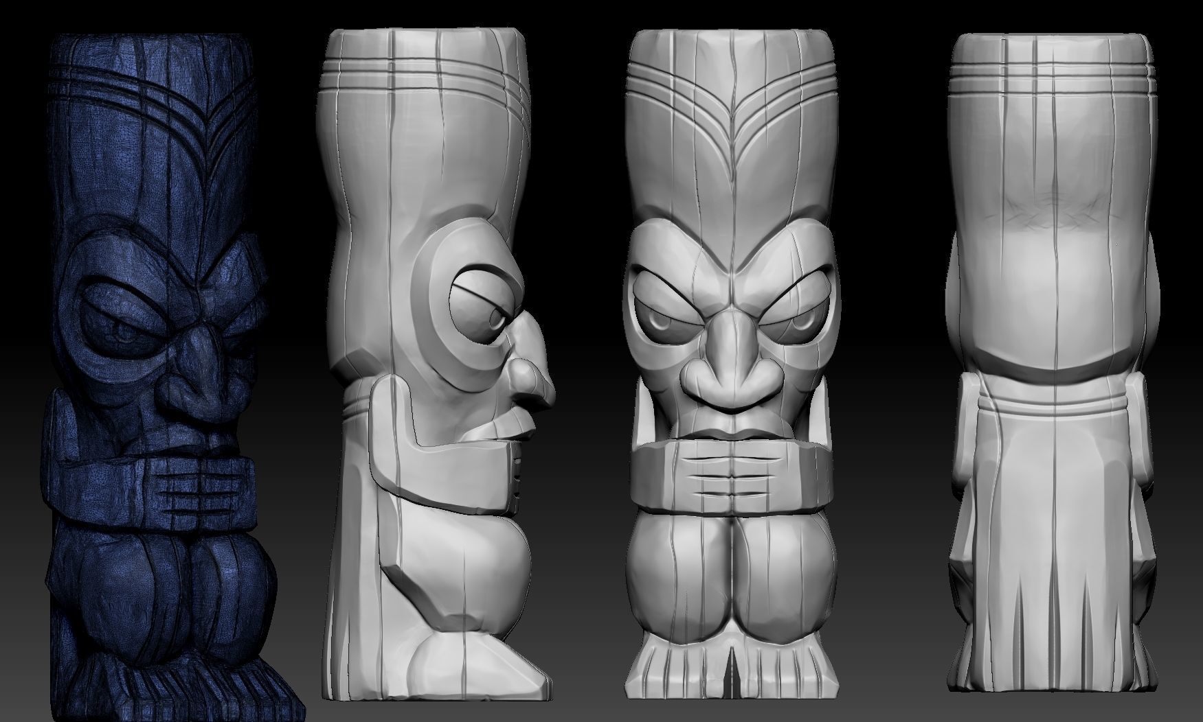 Stylized Wood Totem 3 Low-poly 3D model_10