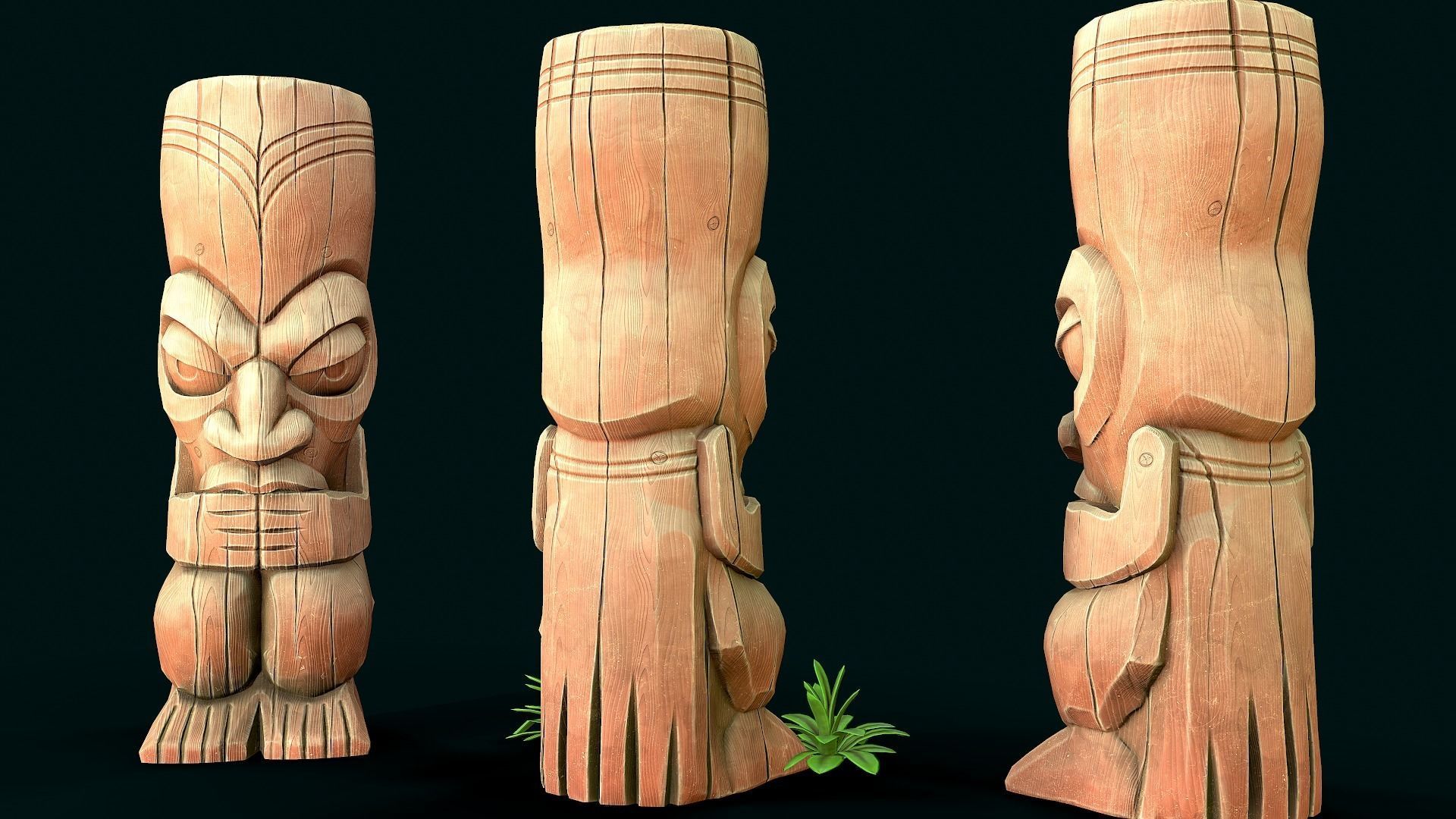 Stylized Wood Totem 3 Low-poly 3D model_5