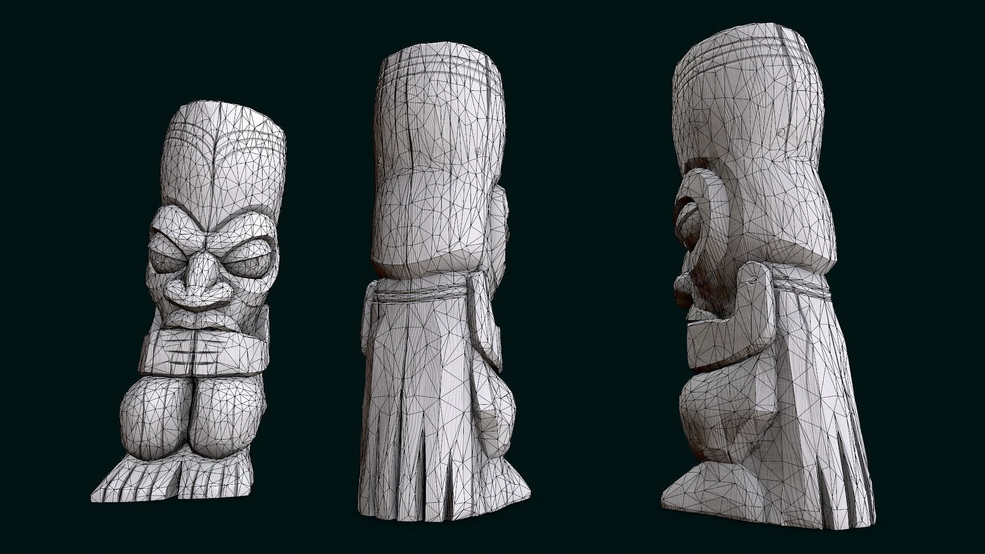 Stylized Wood Totem 3 Low-poly 3D model_9