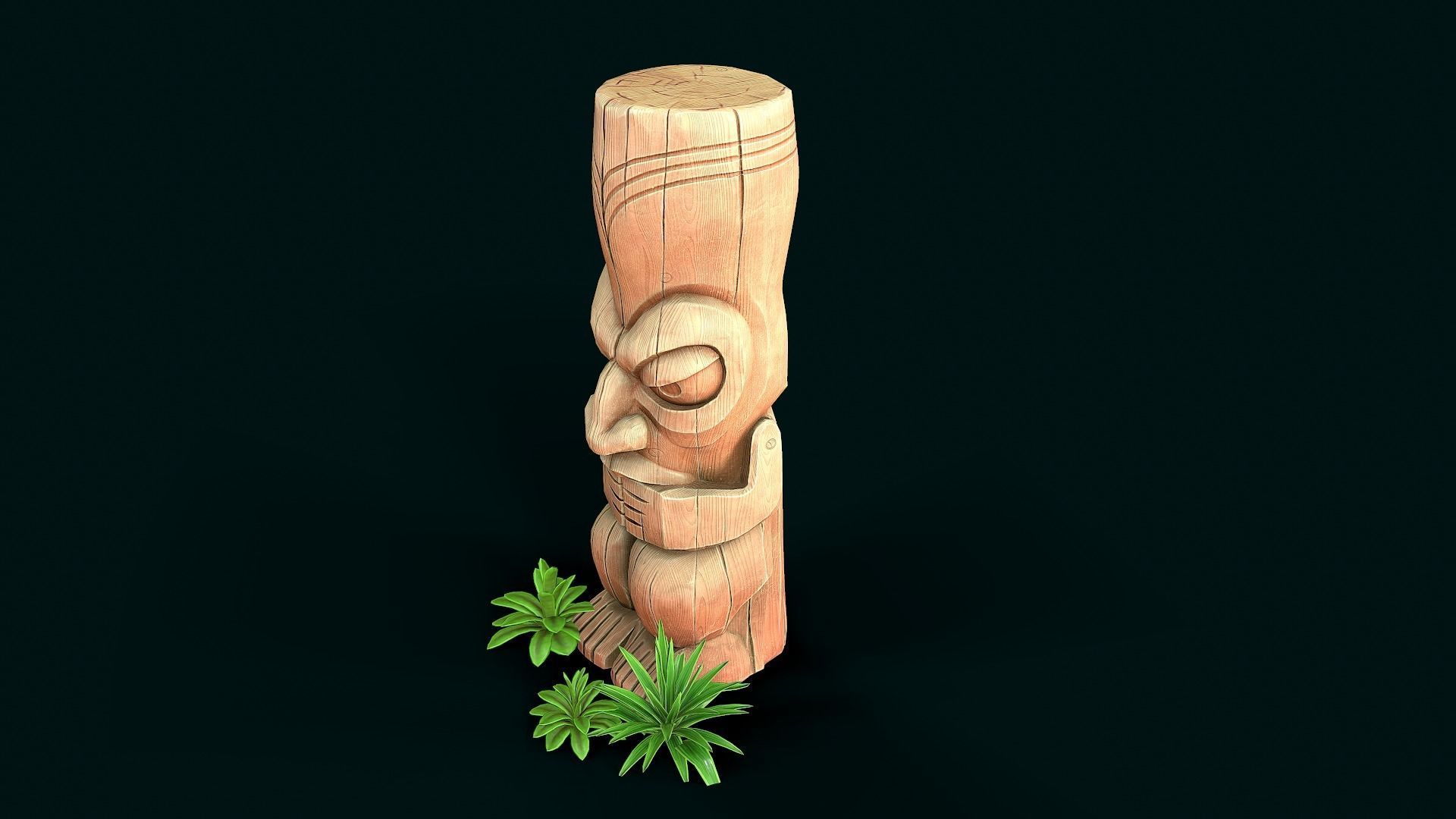 Stylized Wood Totem 3 Low-poly 3D model_2
