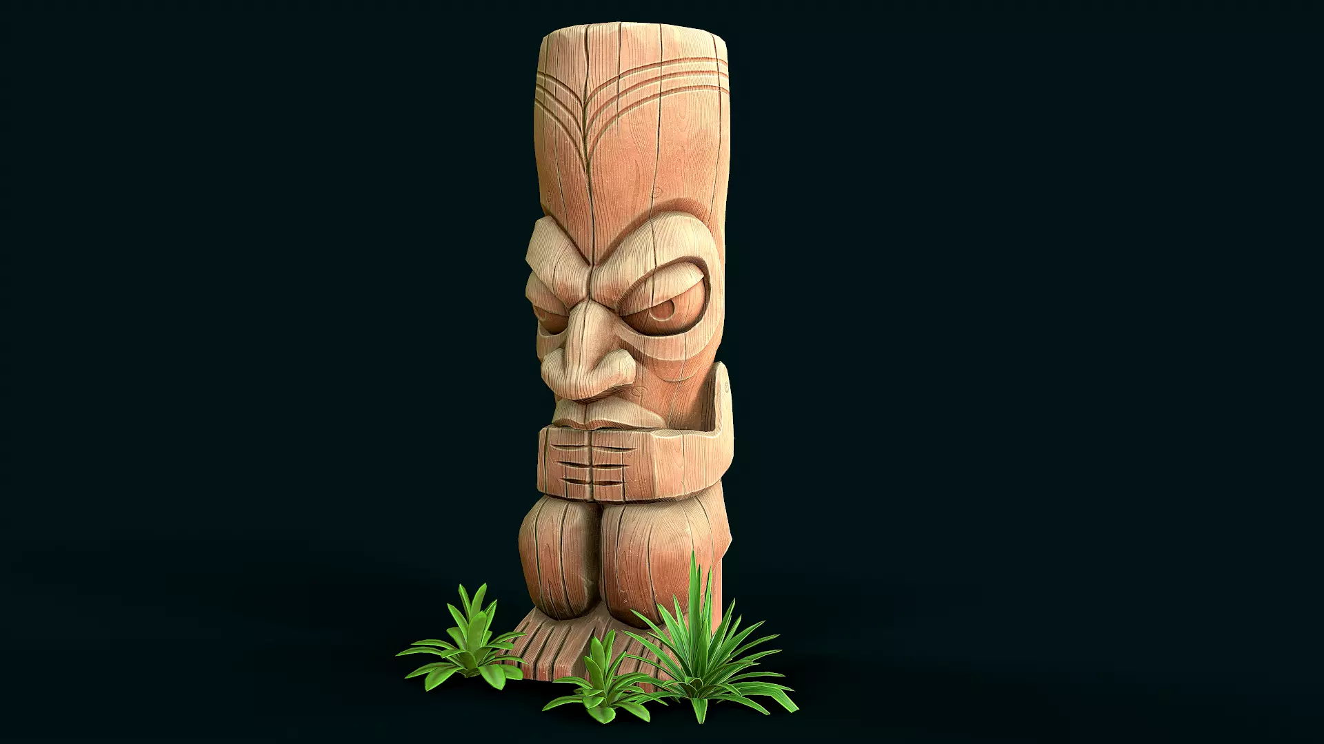 Stylized Wood Totem 3 Low-poly 3D model_0