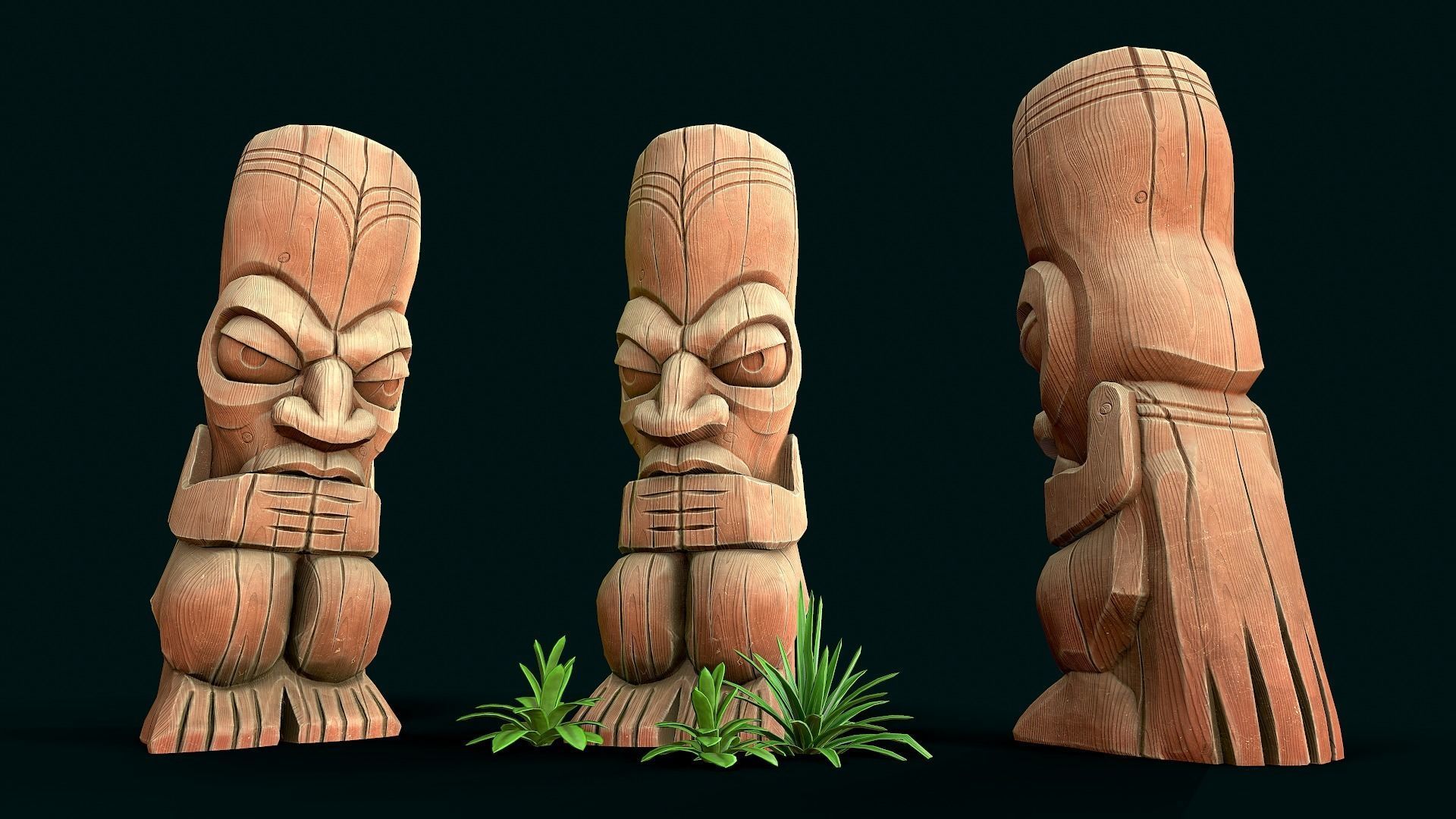 Stylized Wood Totem 3 Low-poly 3D model_6