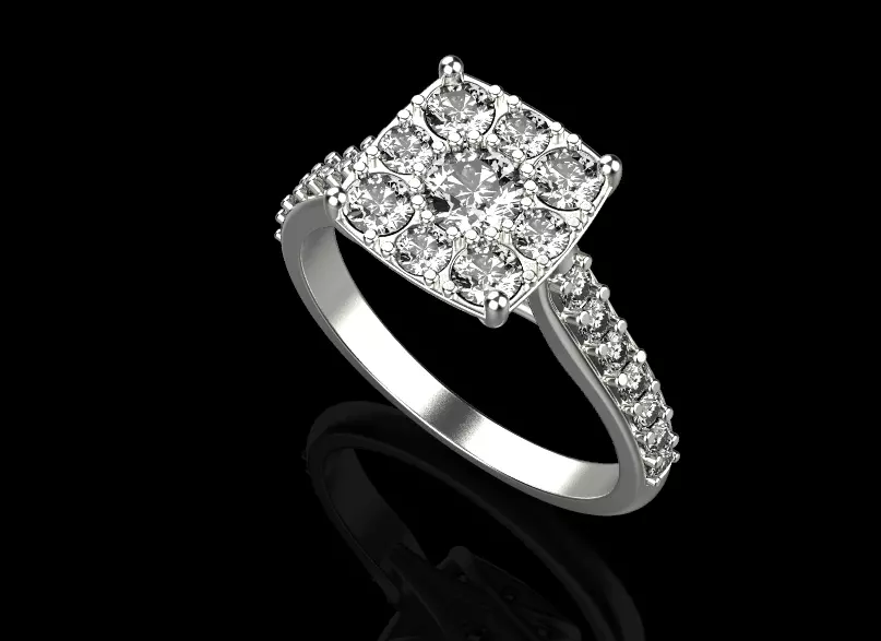 diamond wedding ring 3D print model_0