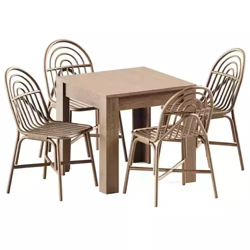 Table Markskel by JYSK and Chair Rotin by Guillaume Delvigne 3D model