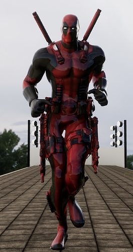 Super Hero Deadpool  3d character  Running animation  3D model