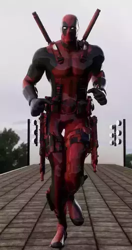 Super Hero Deadpool  3d character  Running animation 