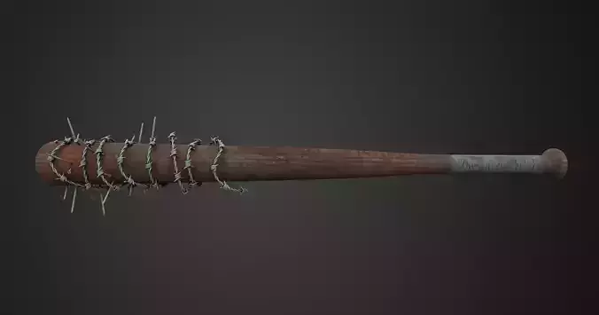PBR Barbed Wire Nail Baseball Bat Low Poly Game Ready