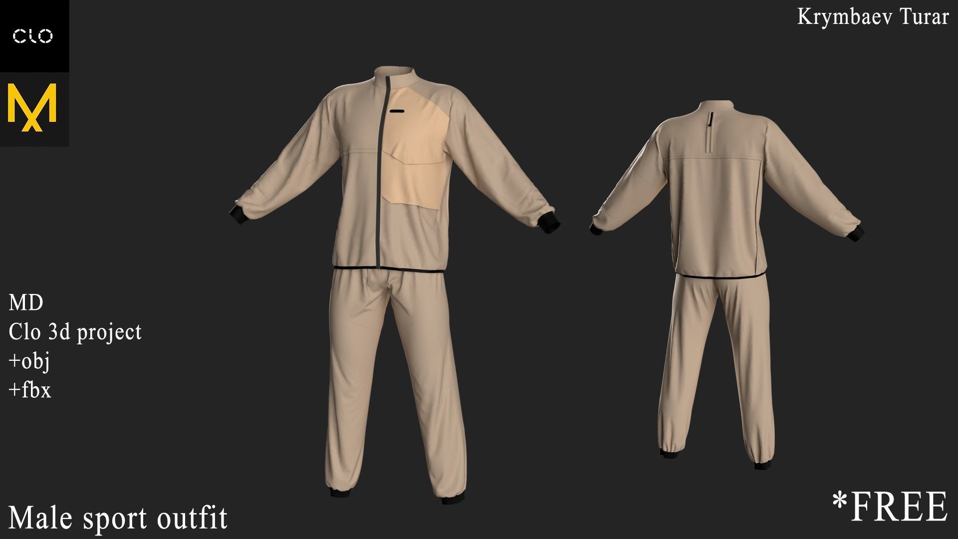 Male Sport Outfit Marvelous Designer project free 3D model | CGTrader