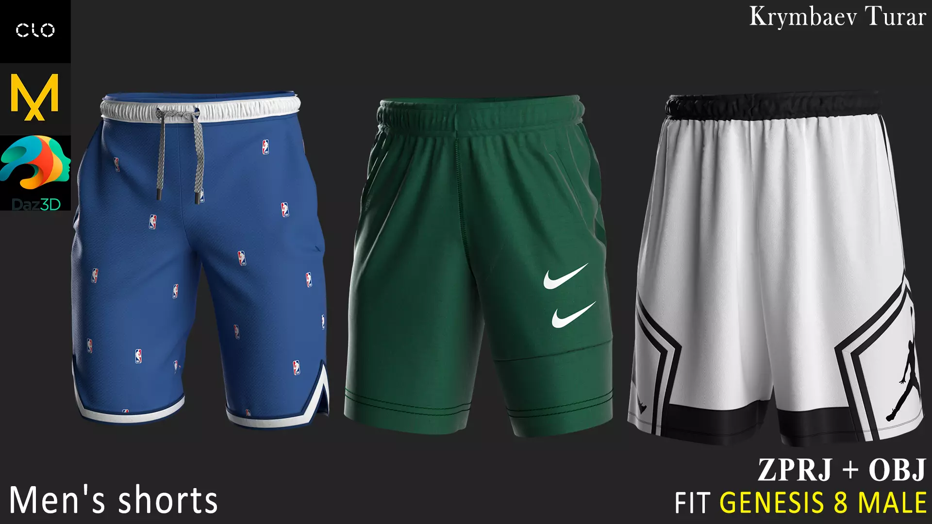 3 Shorts Marvelous Designer project 3D model