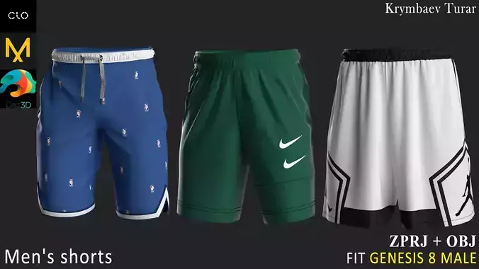 3 Shorts Marvelous Designer project 3D model