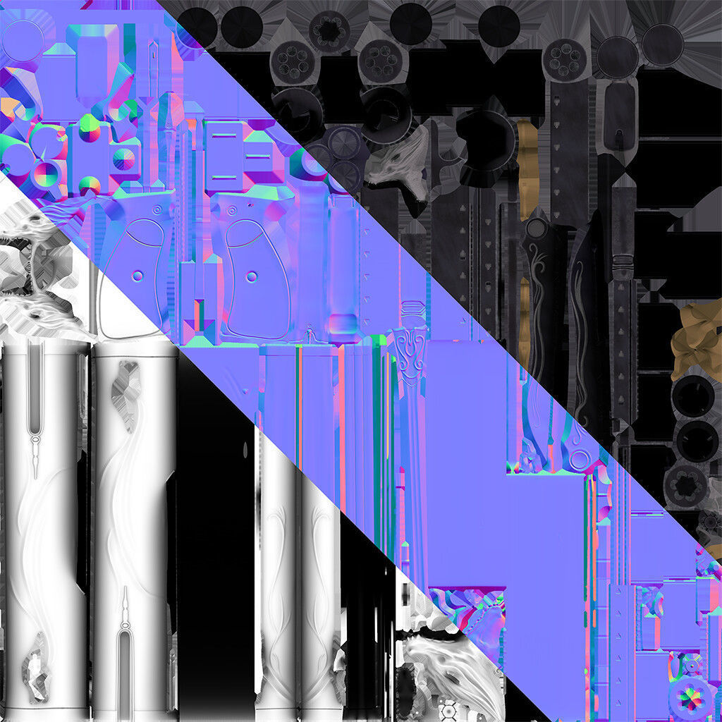 Cerberus gun with ornate design 3D print model_9