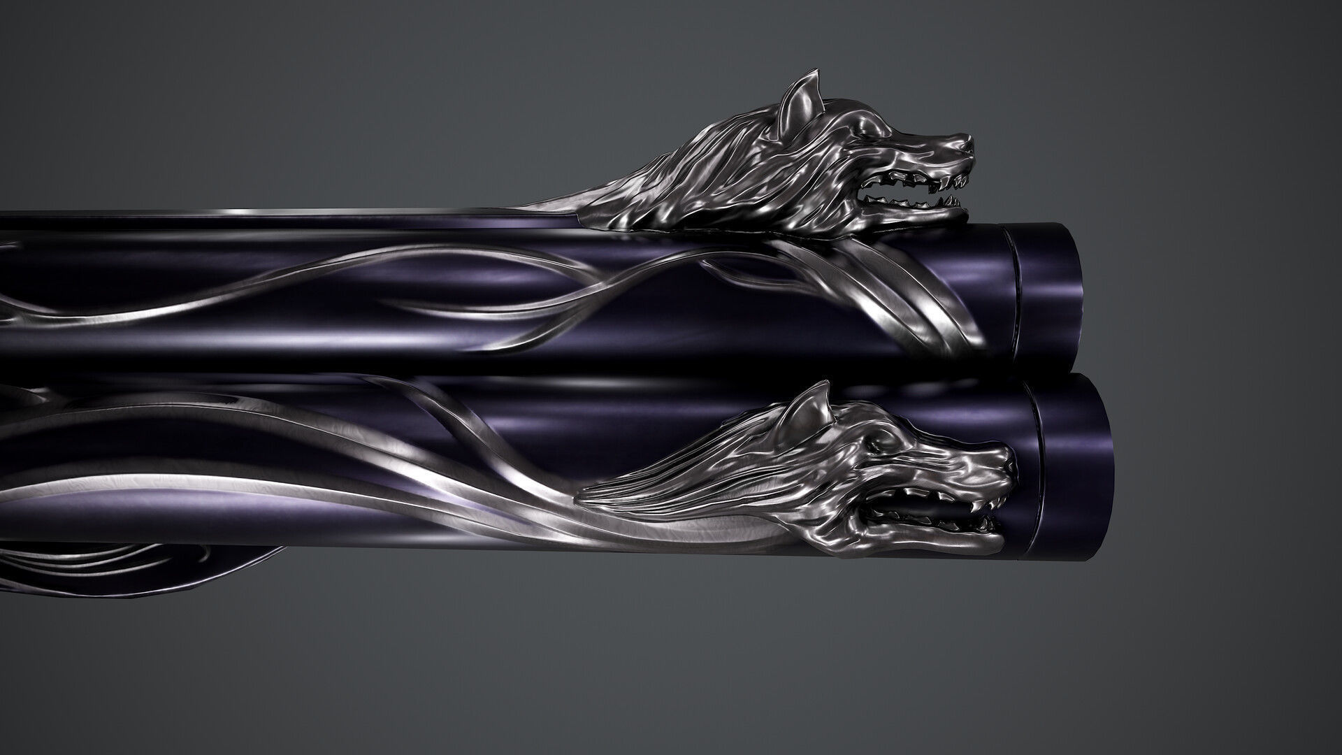 Cerberus gun with ornate design 3D print model_4