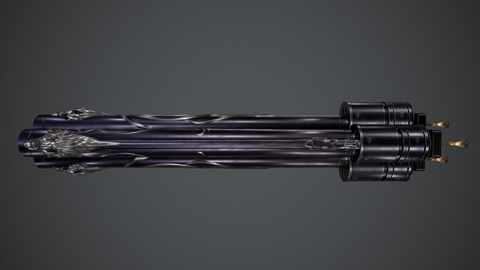 Cerberus gun with ornate design 3D print model_3