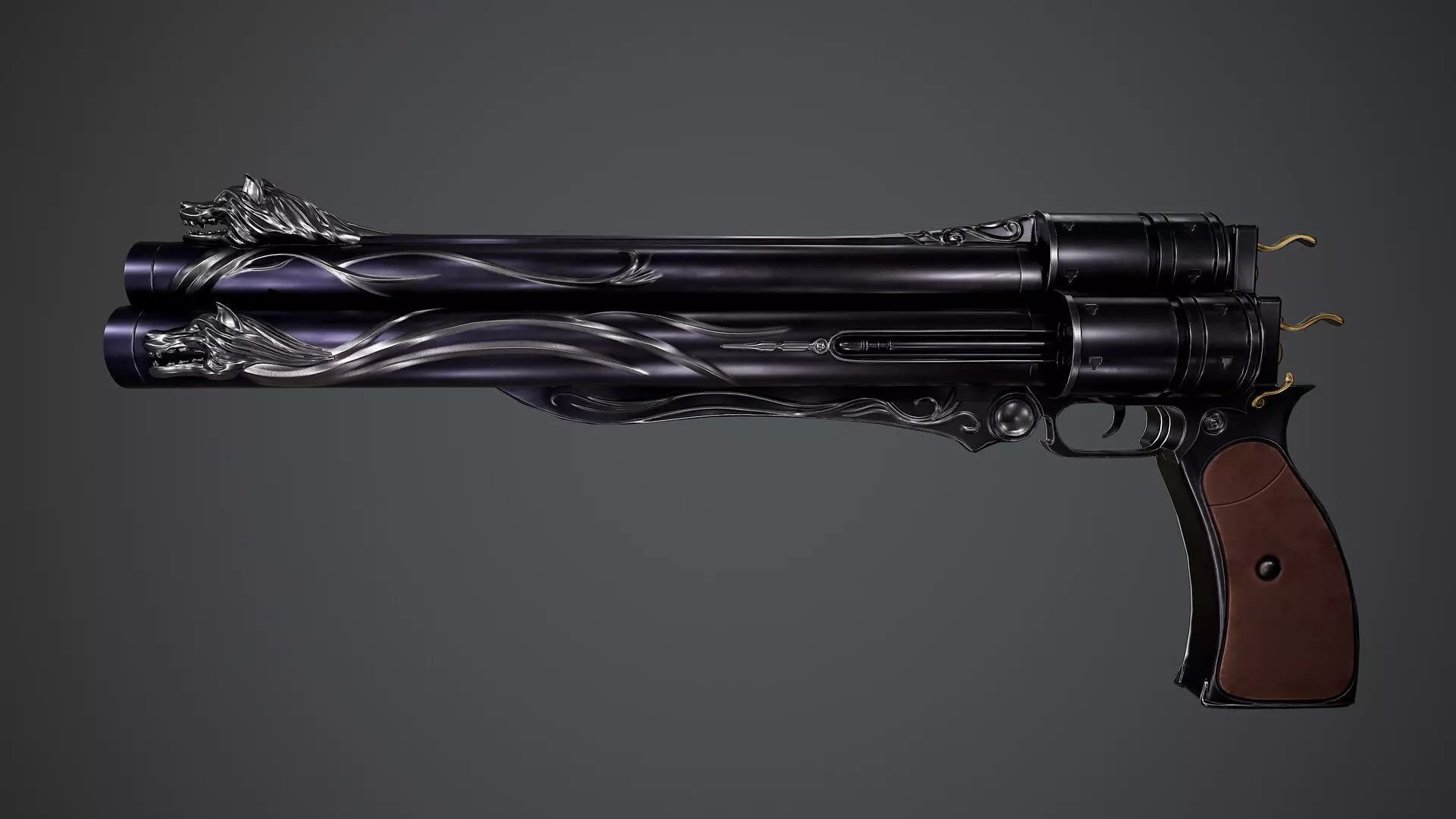 Cerberus gun with ornate design 3D print model_0