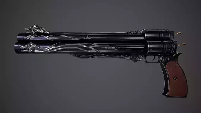 Cerberus gun with ornate design