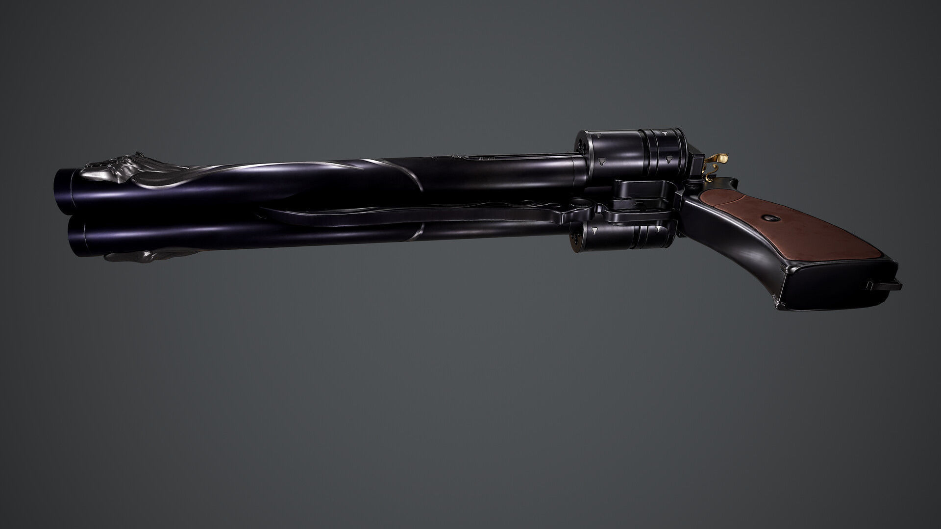 Cerberus gun with ornate design 3D print model_6